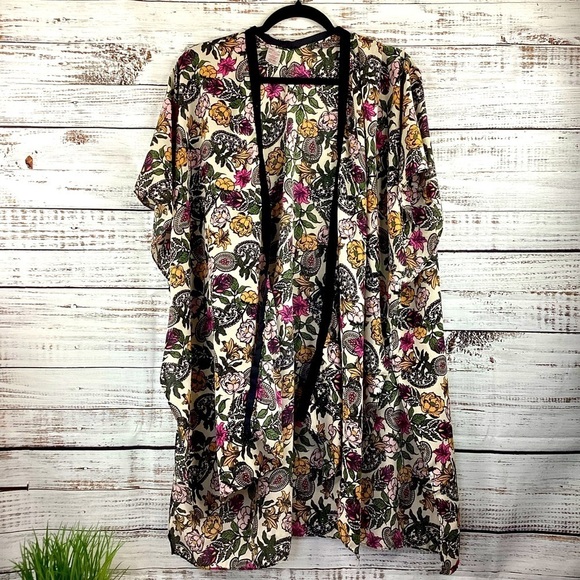 SPRING FLORAL ONE SIZE TOP KIMONO CARDIGAN SPRING SUMMER BOHO GUC - Picture 1 of 11